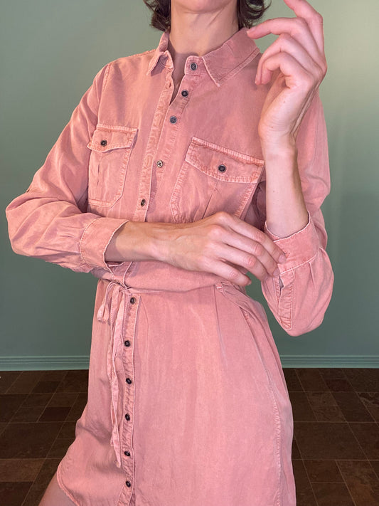 VINTAGE PARASUCO JEANS DUSTY PEACH SHIRT DRESS