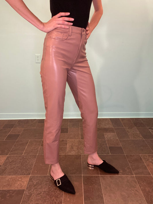 "ABERCROMBIE AND FITCH" STRETCH VINYL PANTS IN DUSTY ROSE