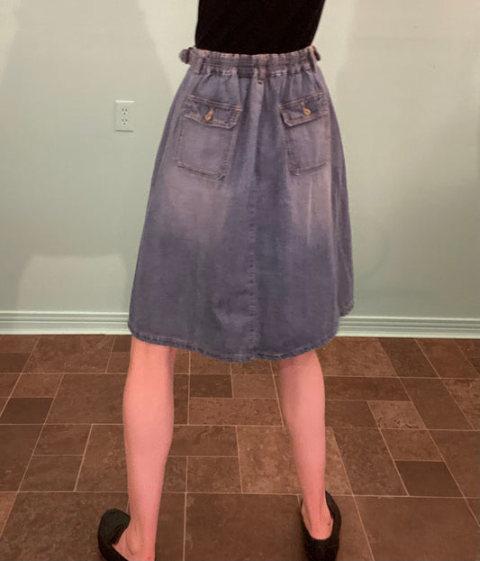 VINTAGE Y2K PLEATED DENIM SKIRT