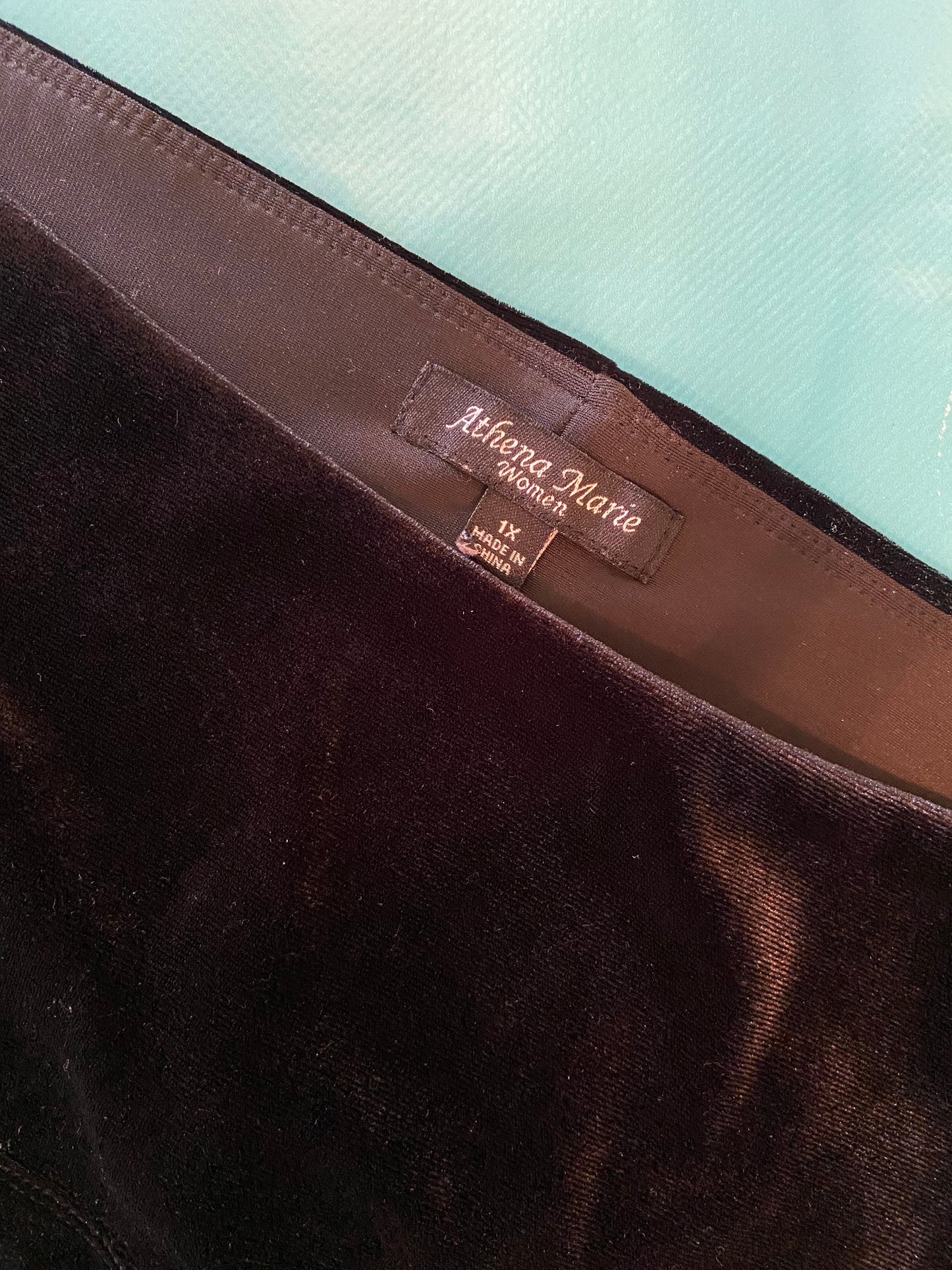 90S "ATHENA MARIE" BLACK STRETCH VELVET PANTS