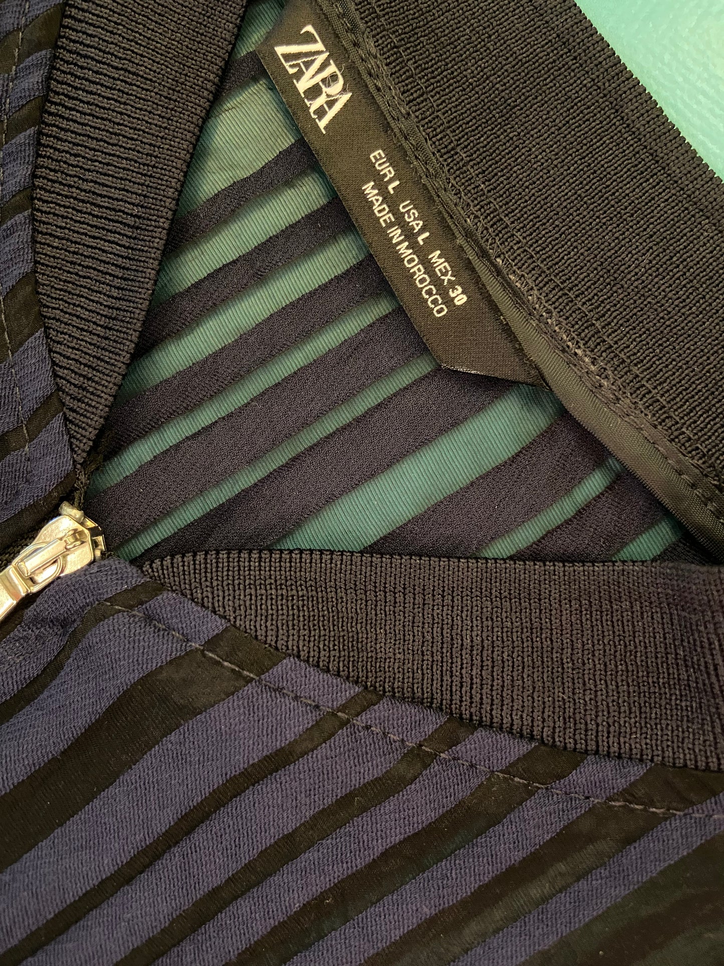 'ZARA' SHEER PINSTRIPED BOMER JACKET