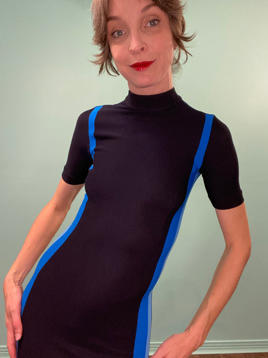 "HUGO BOSS" SHORT SLEEVE STRIPED KNIT DRESS