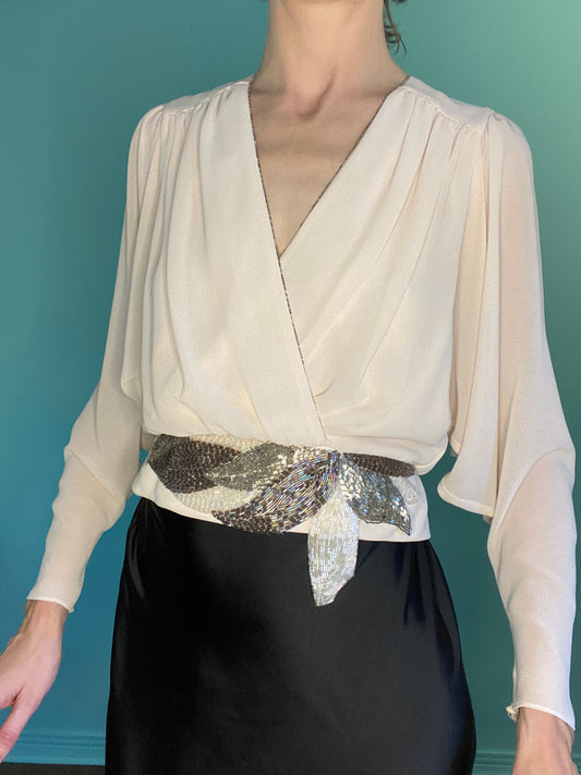 VINTAGE "GRACE-LA BOUTIQUE" SEQUIN EMBELLISHED BATWING TOP