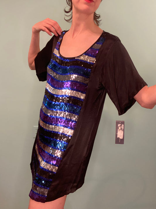 ***NEW WITH TAGS "FRENCH CONNECTION" STRIPED SEQUIN MINI DRESS