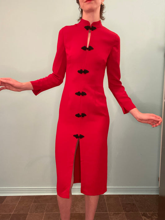 ***NEW WITH TAGS "ZARA" RED CHINOISERIE STYLE DRESS