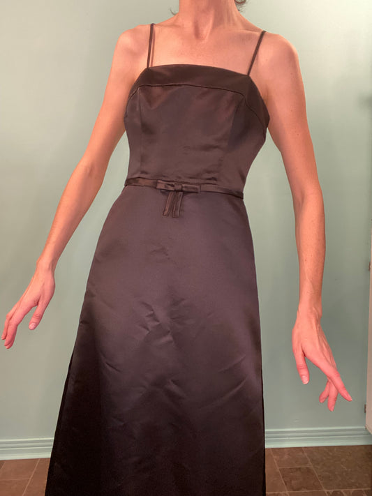 ***NEW WITH TAGS “BELLA FORMALS”  BLACK SATIN LOOK GOWN