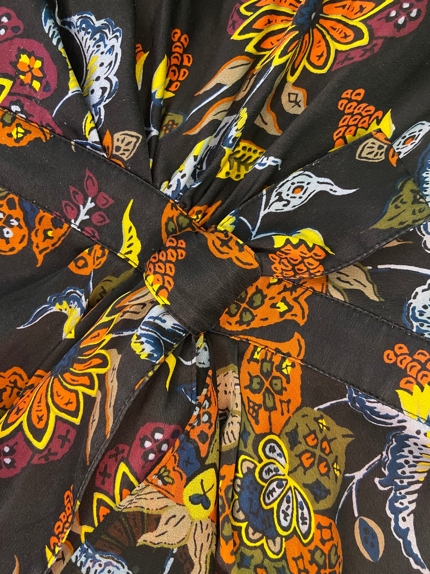 %100 SILK FLORAL FLOOR LENGTH DRESS