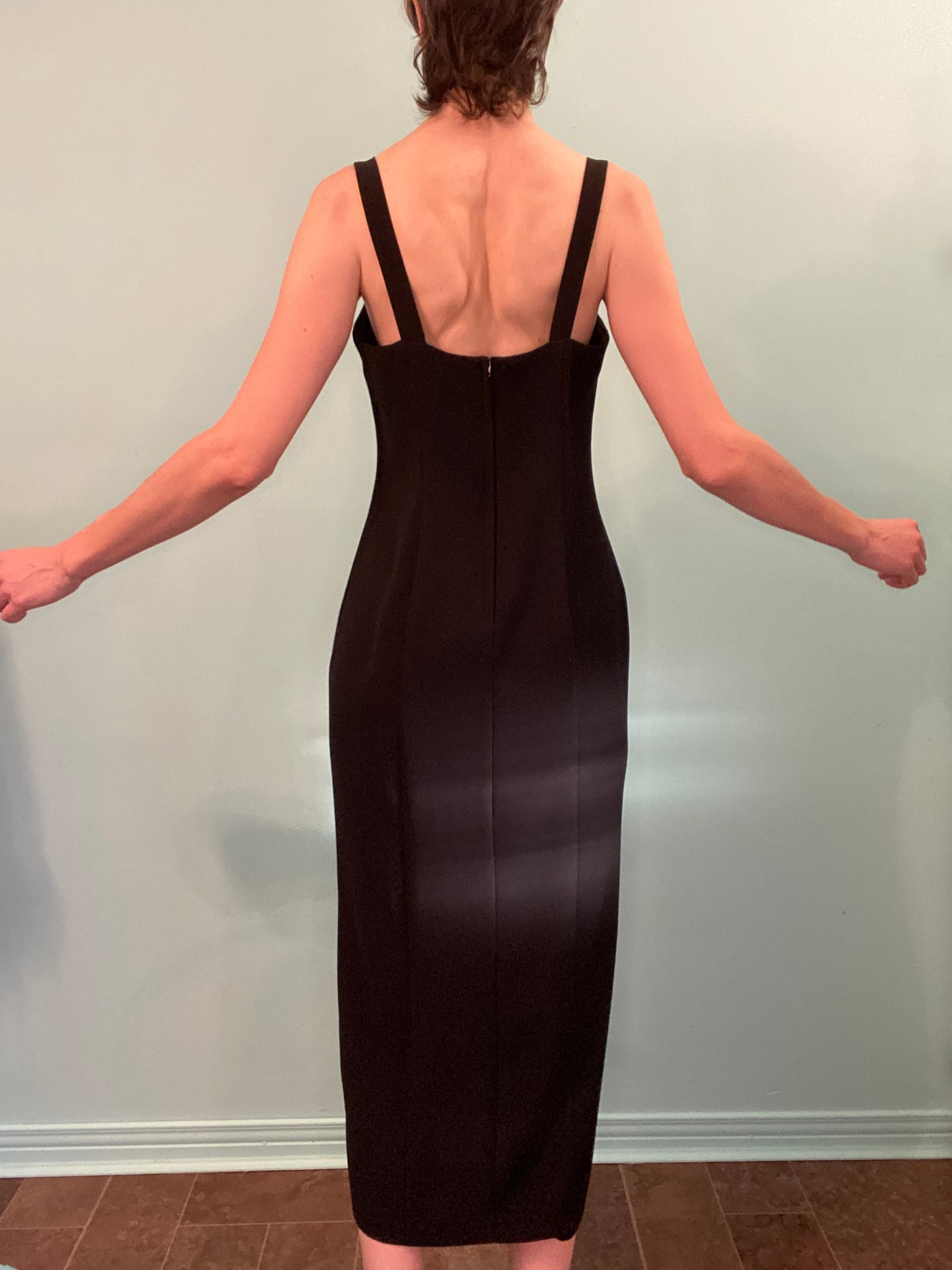 VINTAGE “BRAEMAR BY JEREMY SCOTT” ANKLE LENGTH BLACK COCKTAIL DRESS