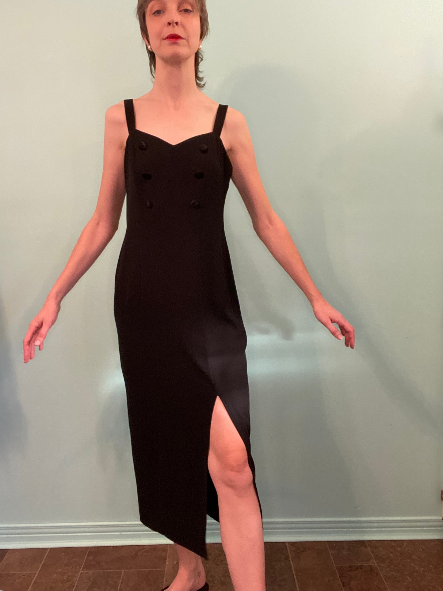 VINTAGE “BRAEMAR BY JEREMY SCOTT” ANKLE LENGTH BLACK COCKTAIL DRESS