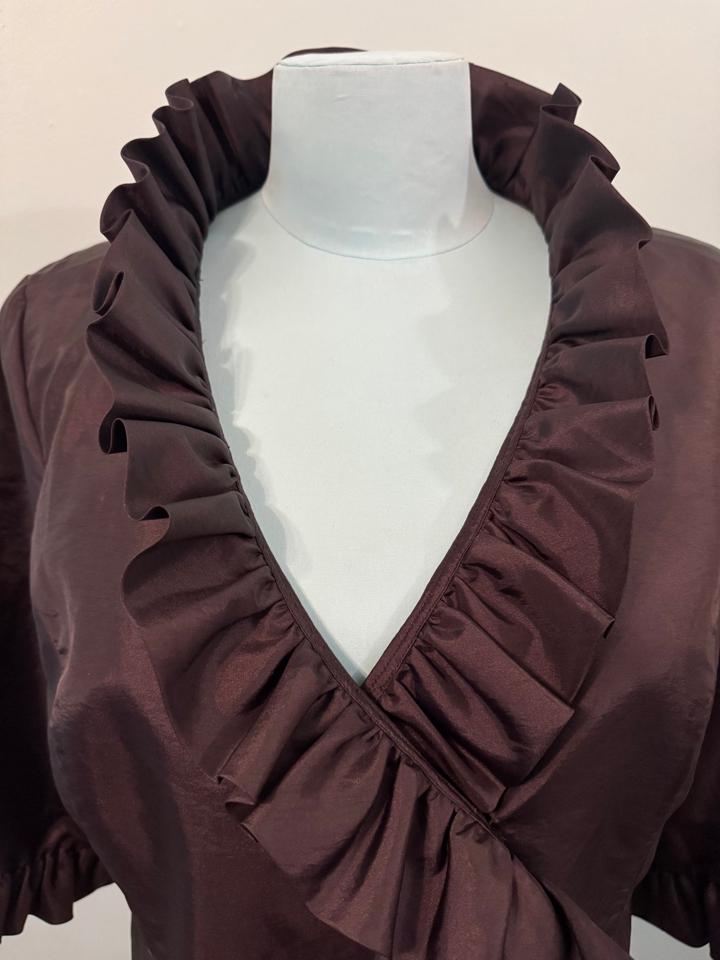 "CALVIN KLEIN" RUFFLED DRESS COAT