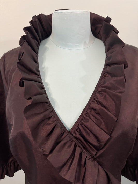 "CALVIN KLEIN" RUFFLED DRESS COAT