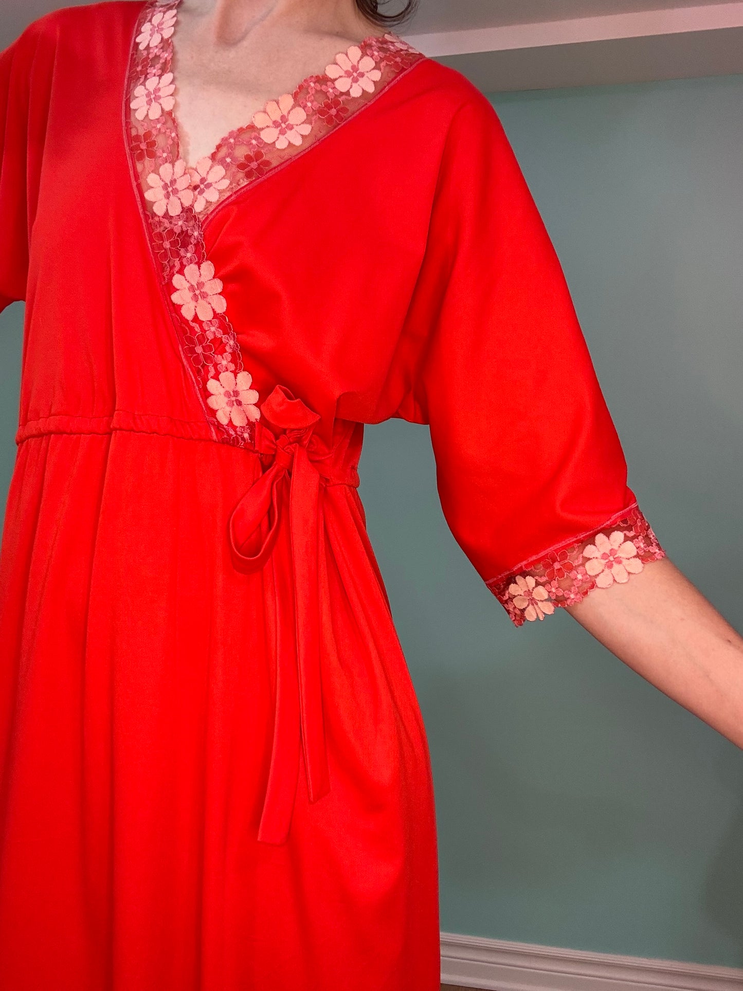"MARJORIE HAMILTON" 70'S RED LOUNGE DRESS