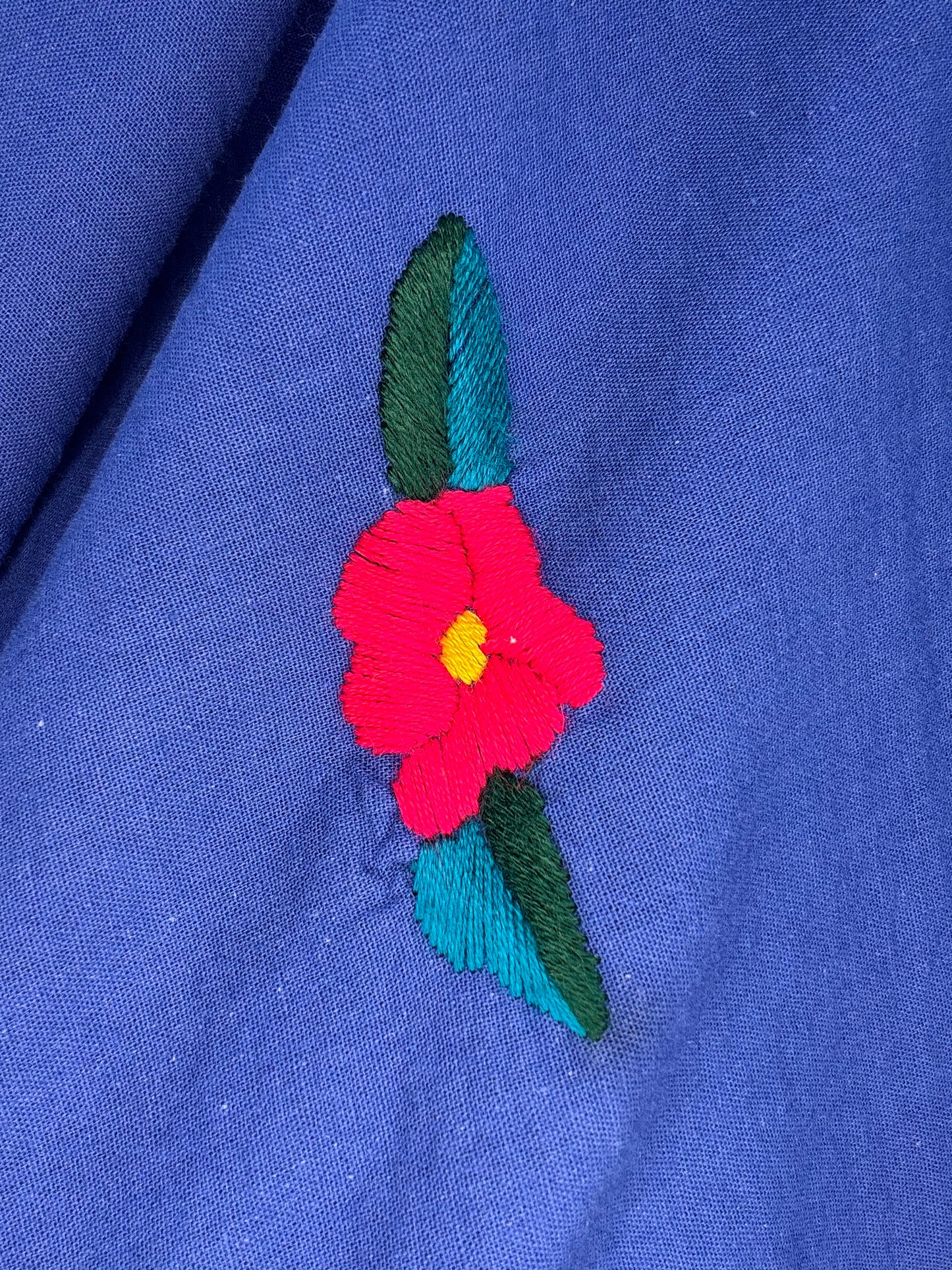 VINTAGE EMBROIDERED  BLUE COTTON DRESS