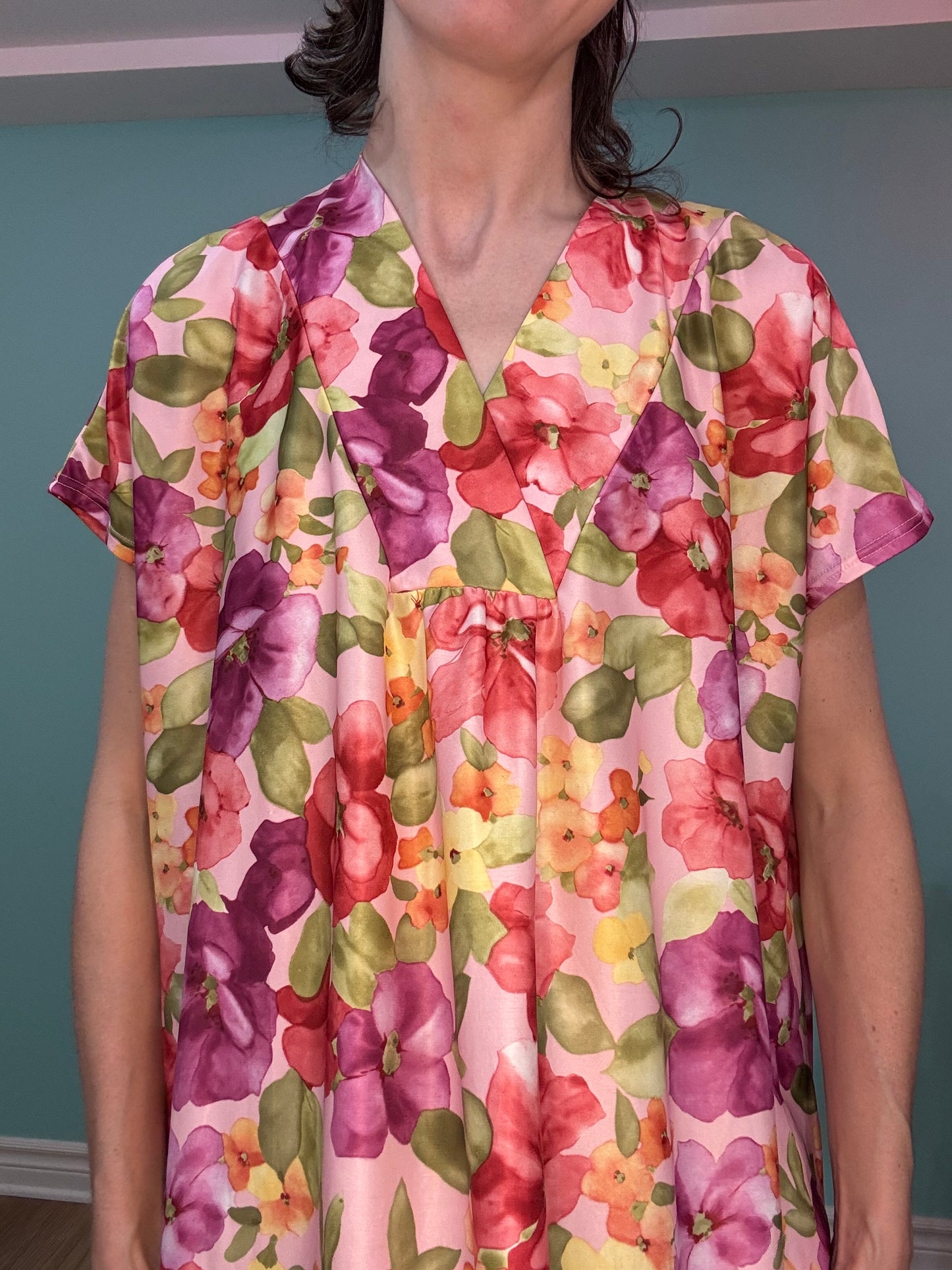 "CAROL REED" FLORAL LOUNGE DRESS (MUUMUU)