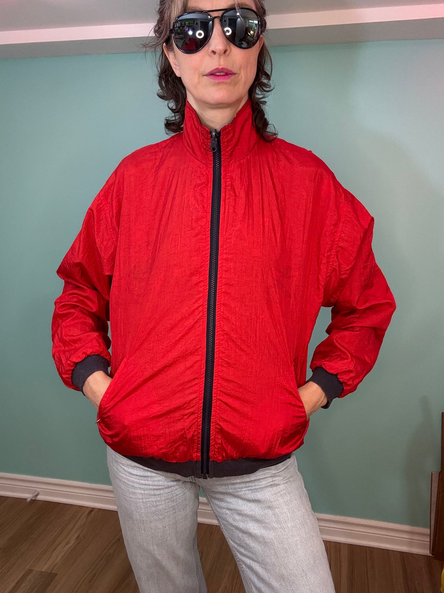 REVERSIBLE SAILING THEMED RED AND NAVY WINDBREAKER