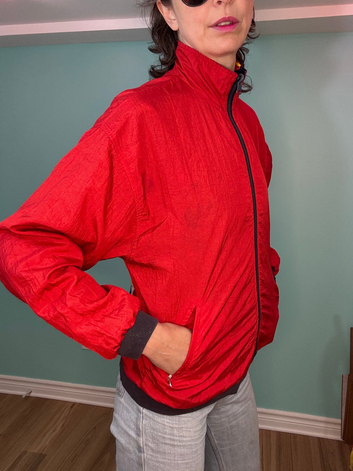 REVERSIBLE SAILING THEMED RED AND NAVY WINDBREAKER