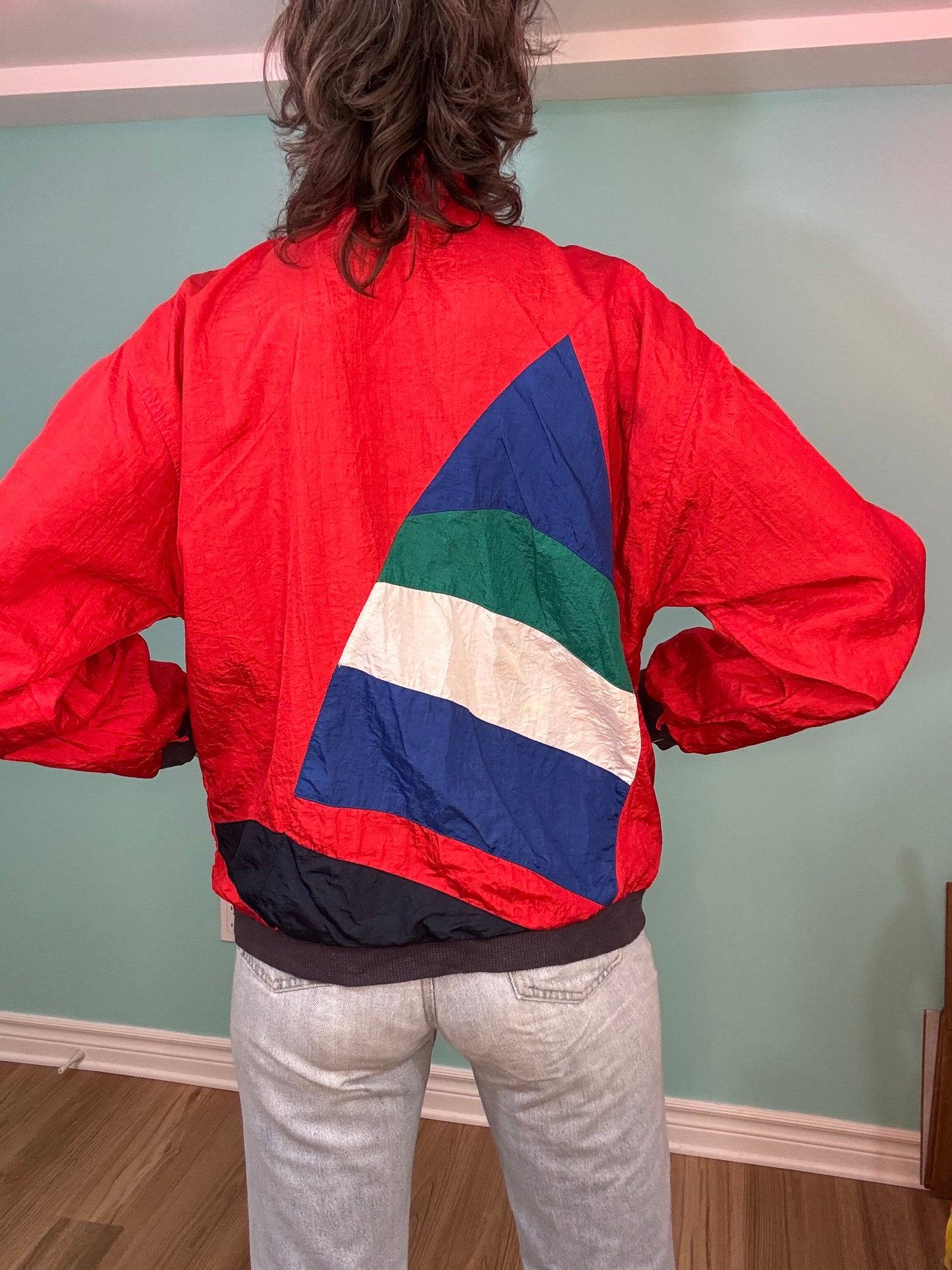 REVERSIBLE SAILING THEMED RED AND NAVY WINDBREAKER