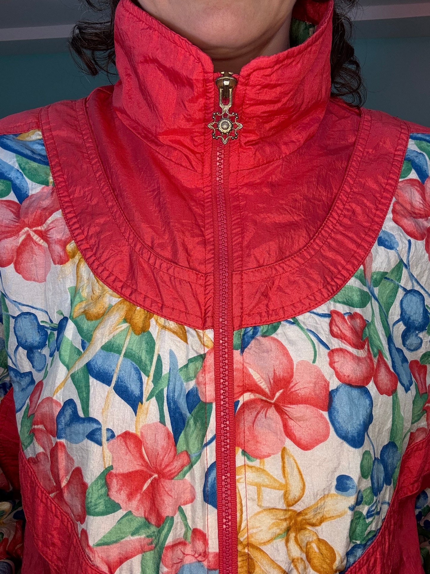 "LAVON" PINK AND FLORAL WINDBREAKER