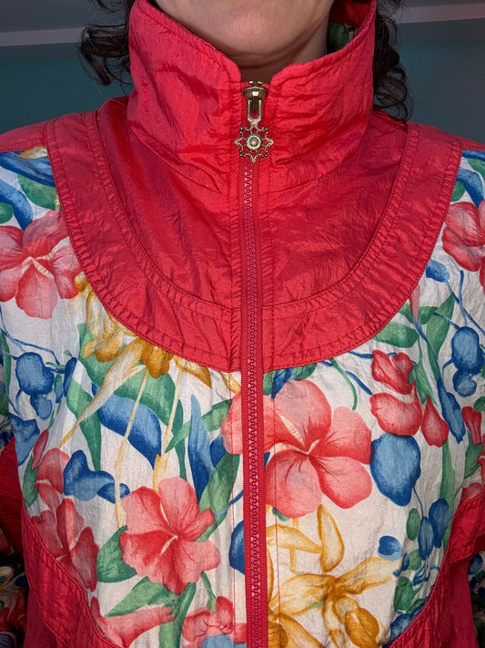 "LAVON" PINK AND FLORAL WINDBREAKER