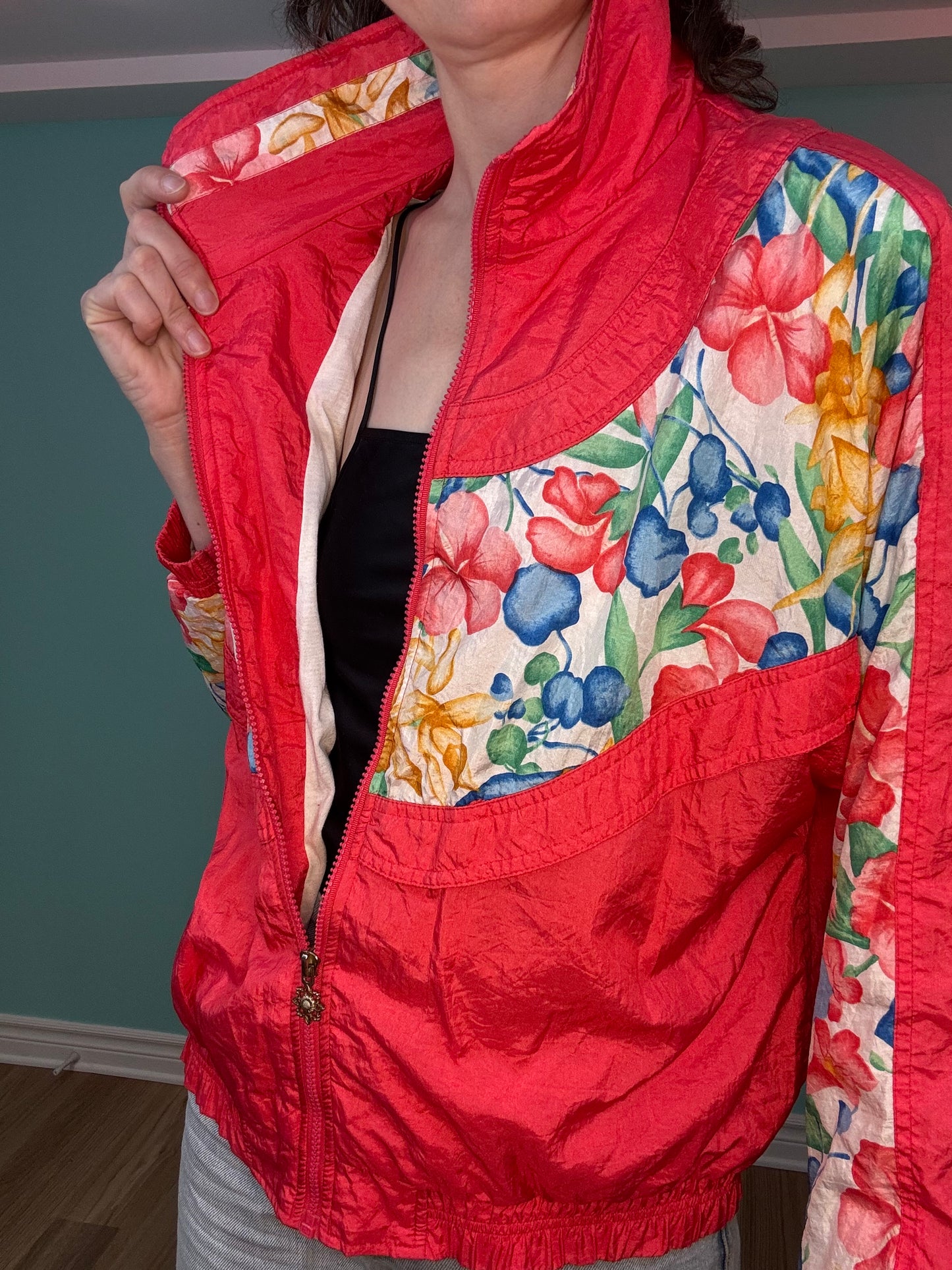 "LAVON" PINK AND FLORAL WINDBREAKER