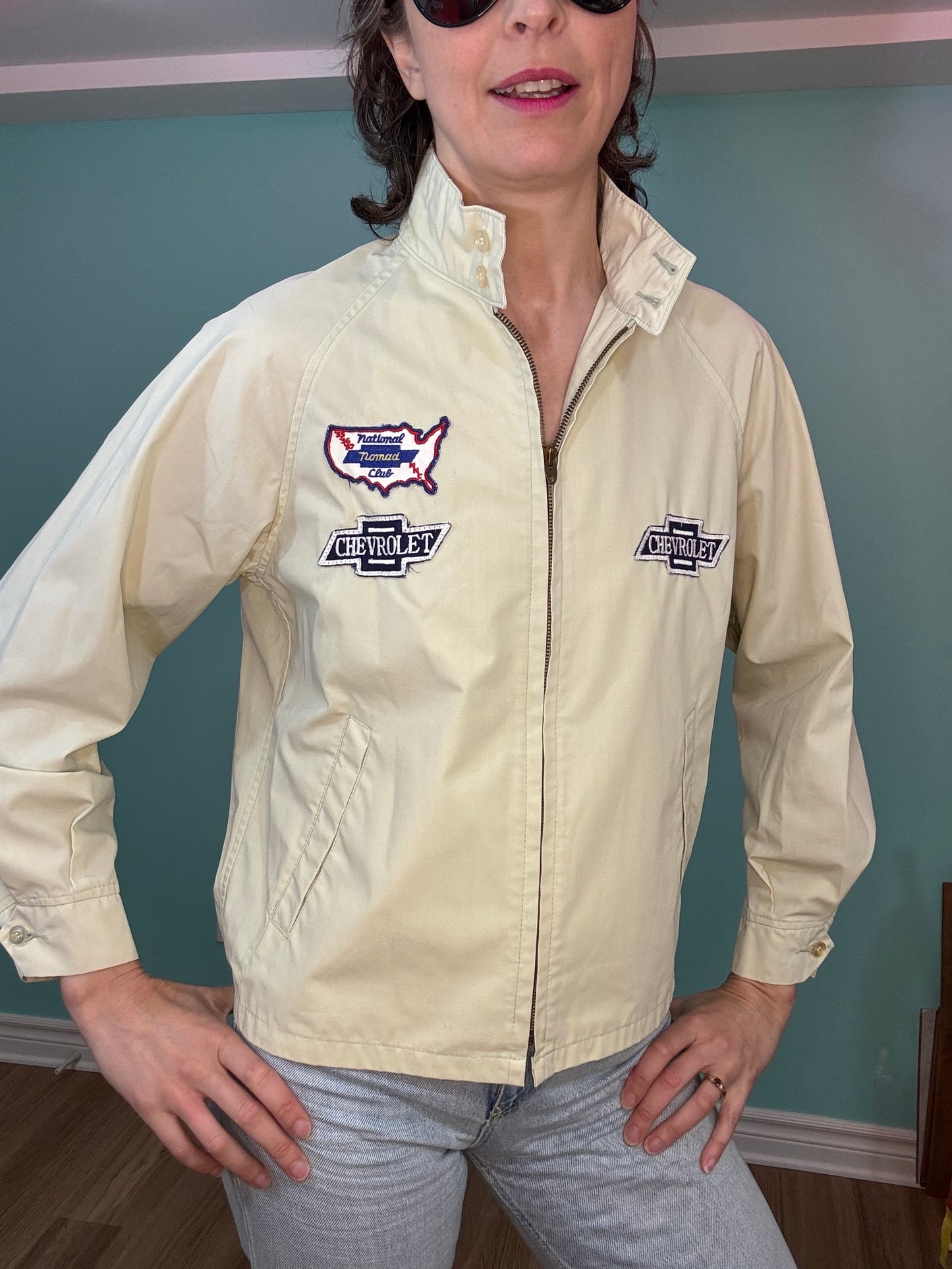 VINTAGE "CRAFT OF CANADA" CHEVROLET BOMBER JACKET WITH PATCHES