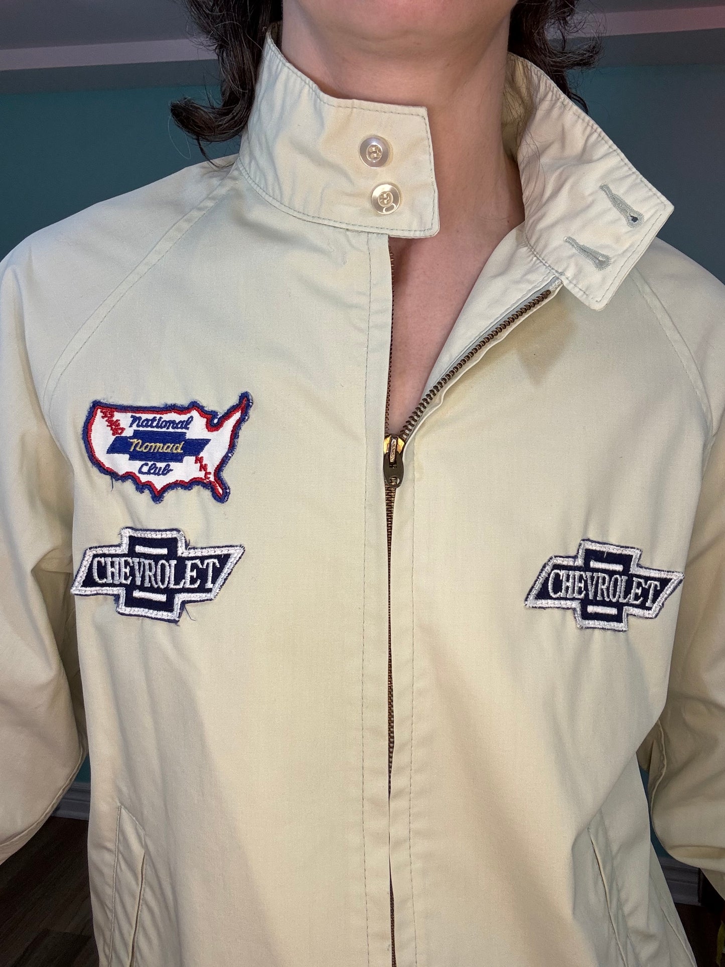 VINTAGE "CRAFT OF CANADA" CHEVROLET BOMBER JACKET WITH PATCHES