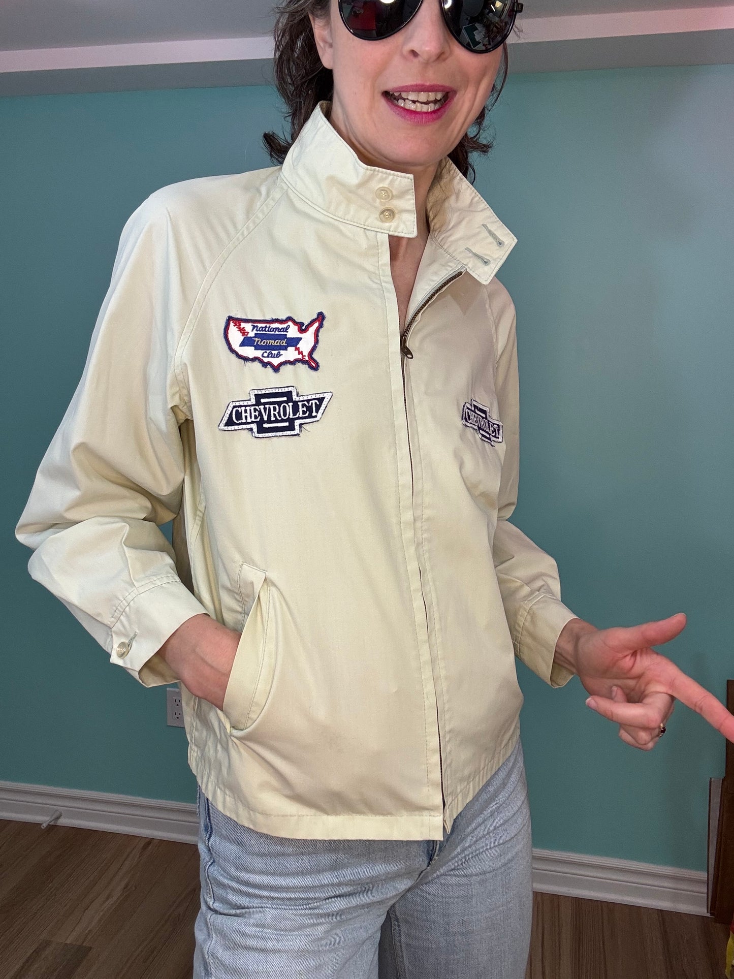 VINTAGE "CRAFT OF CANADA" CHEVROLET BOMBER JACKET WITH PATCHES