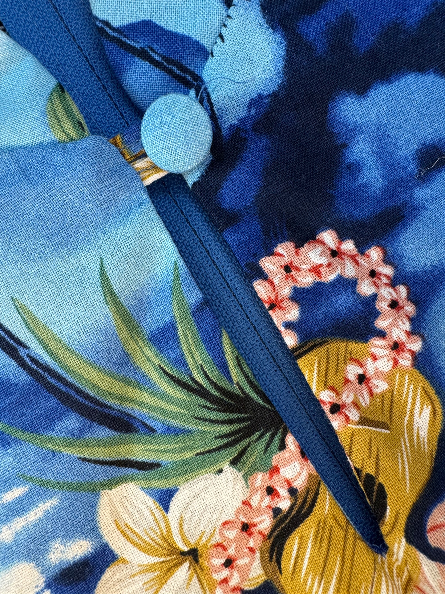 "HILO HATTIE" 2000'S BLUE QIPAO STYLE FLORAL DRESS