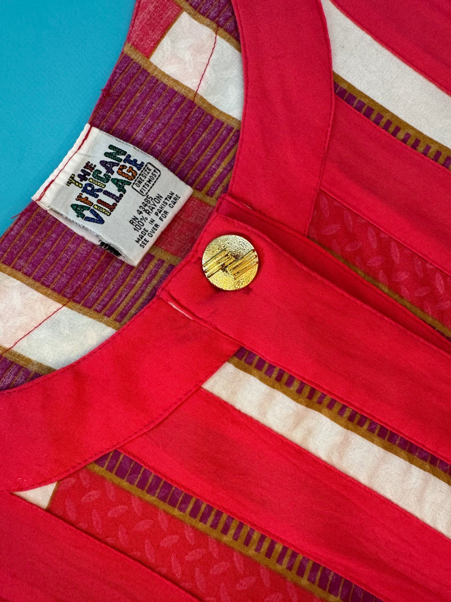 "THE AFRICAN VILLAGE" PINK AND WHITE BUTTON FRONT PLAYSUIT