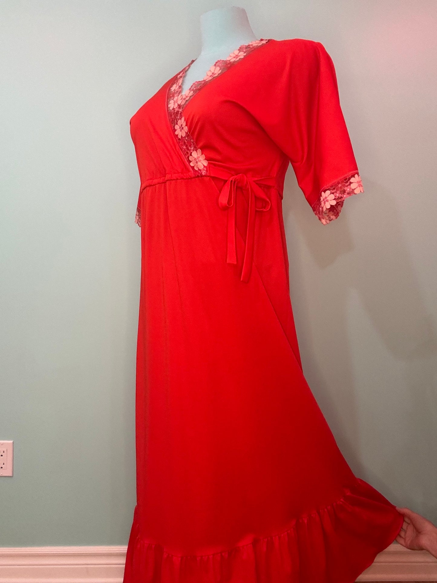 "MARJORIE HAMILTON" 70'S RED LOUNGE DRESS