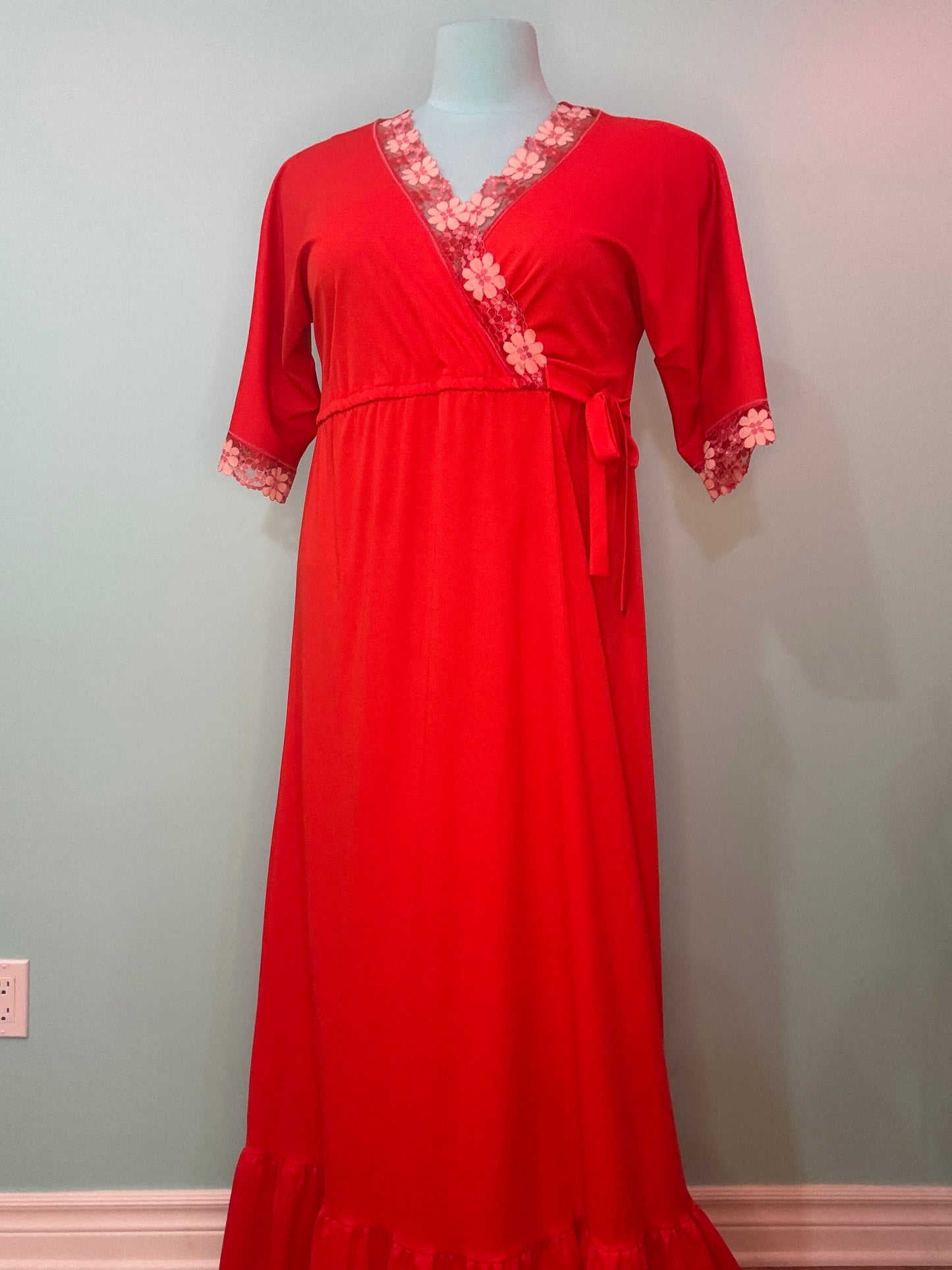 "MARJORIE HAMILTON" 70'S RED LOUNGE DRESS