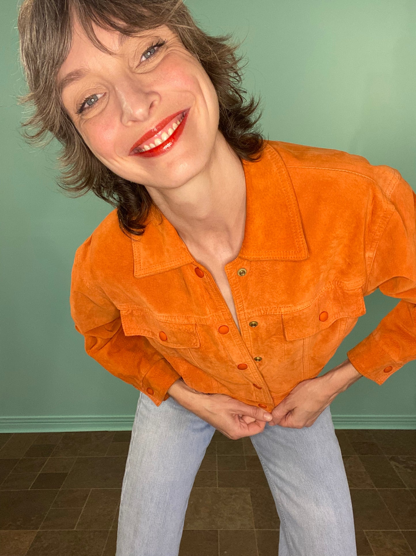 VINTAGE "DANIER" ORANGE SUEDE JACKET