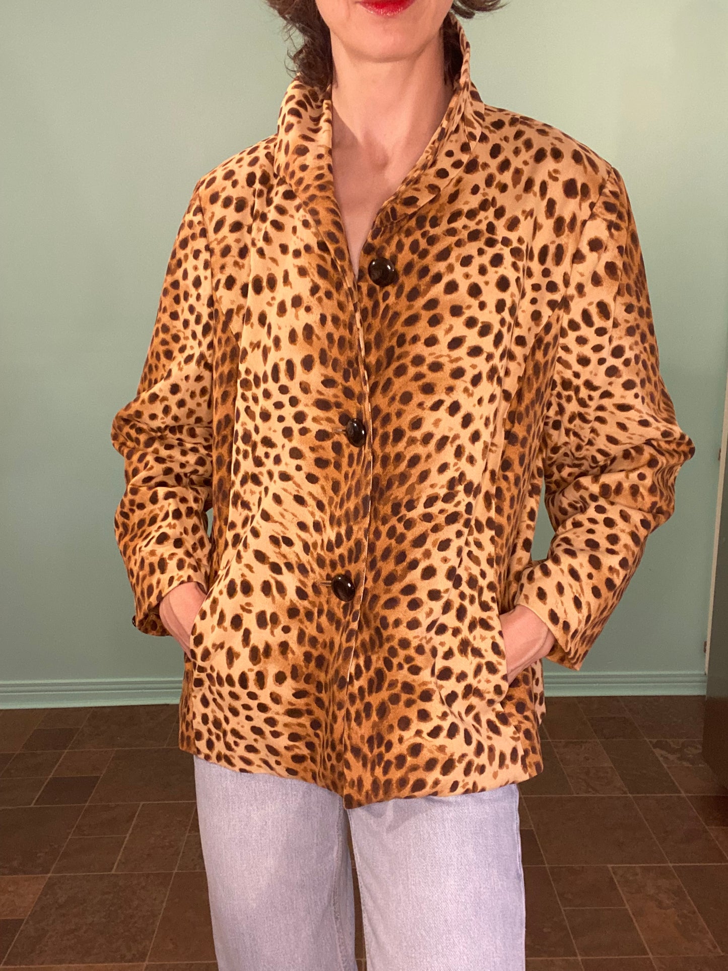 TAILORED LEOPARD PRINT JACKET (JONES NEW YORK)