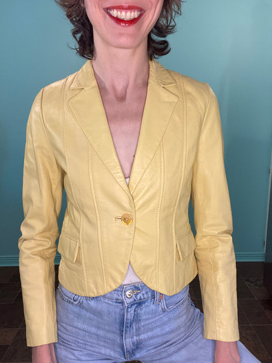 BUTTER YELLOW LEATHER BLAZER "SASCH"