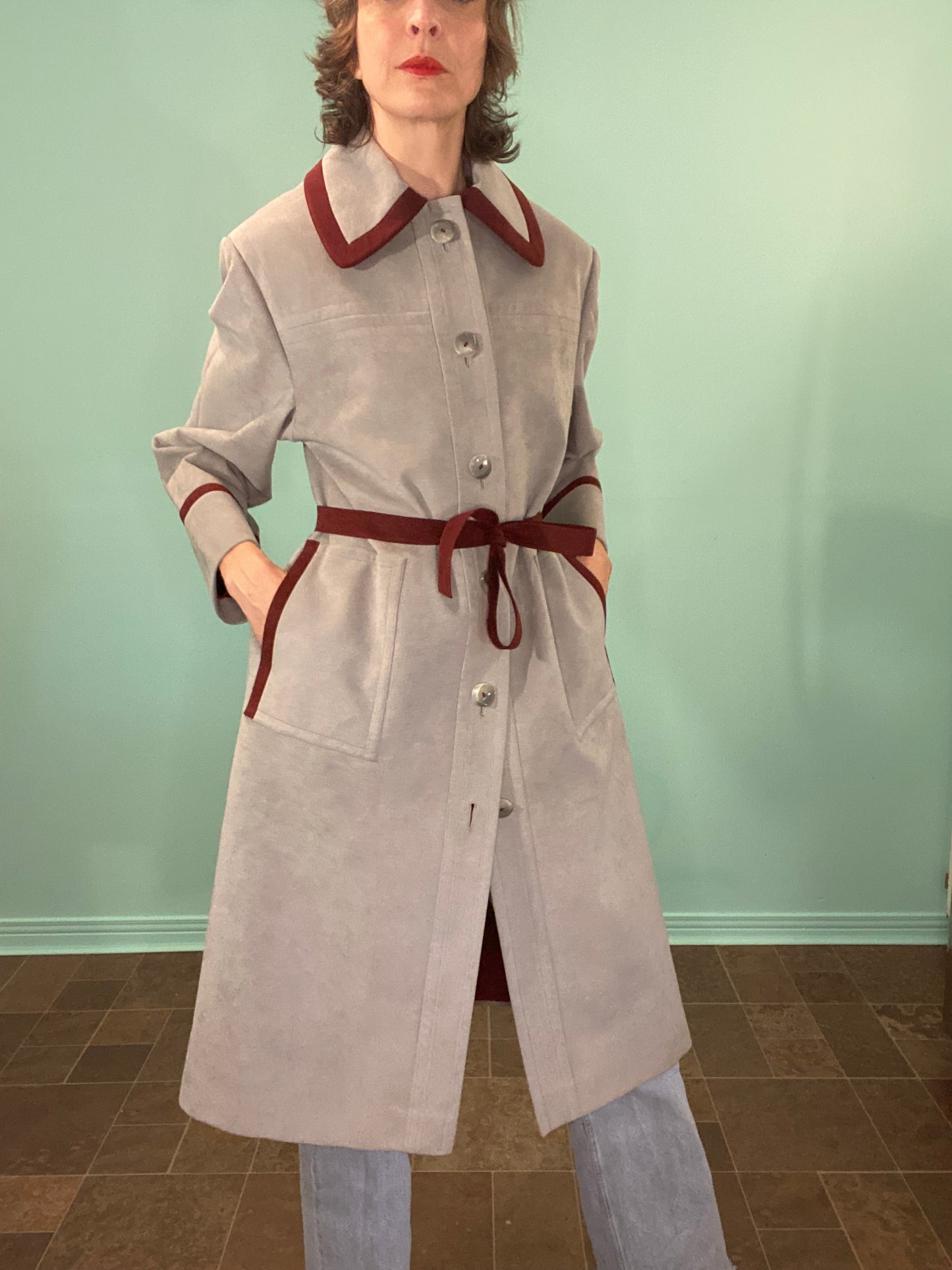 70'S FAUX SUEDE TRENCH COAT