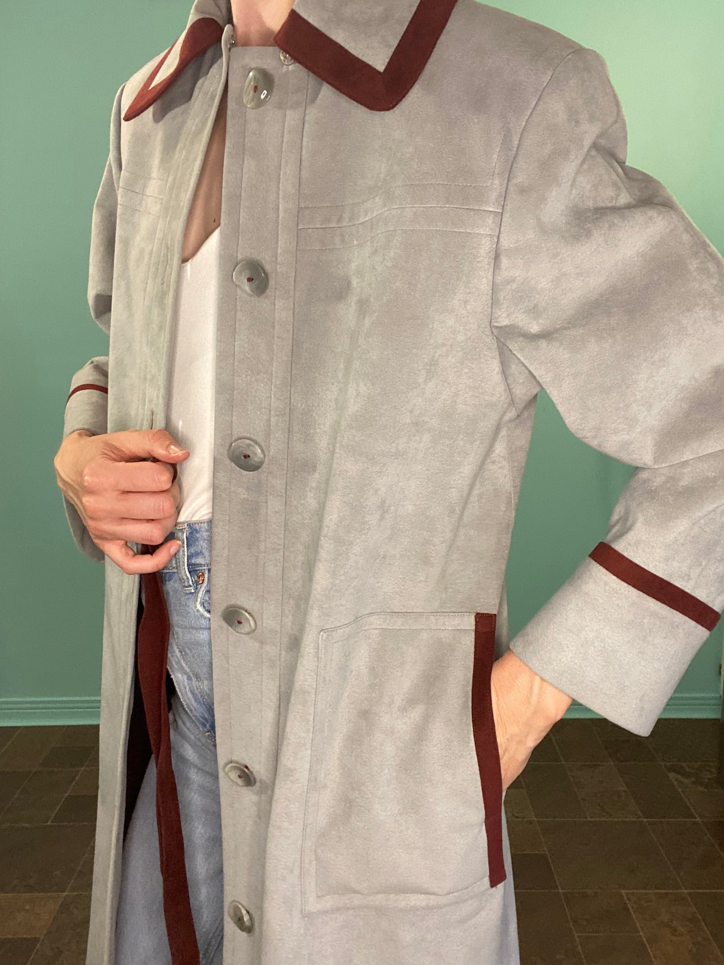70'S FAUX SUEDE TRENCH COAT