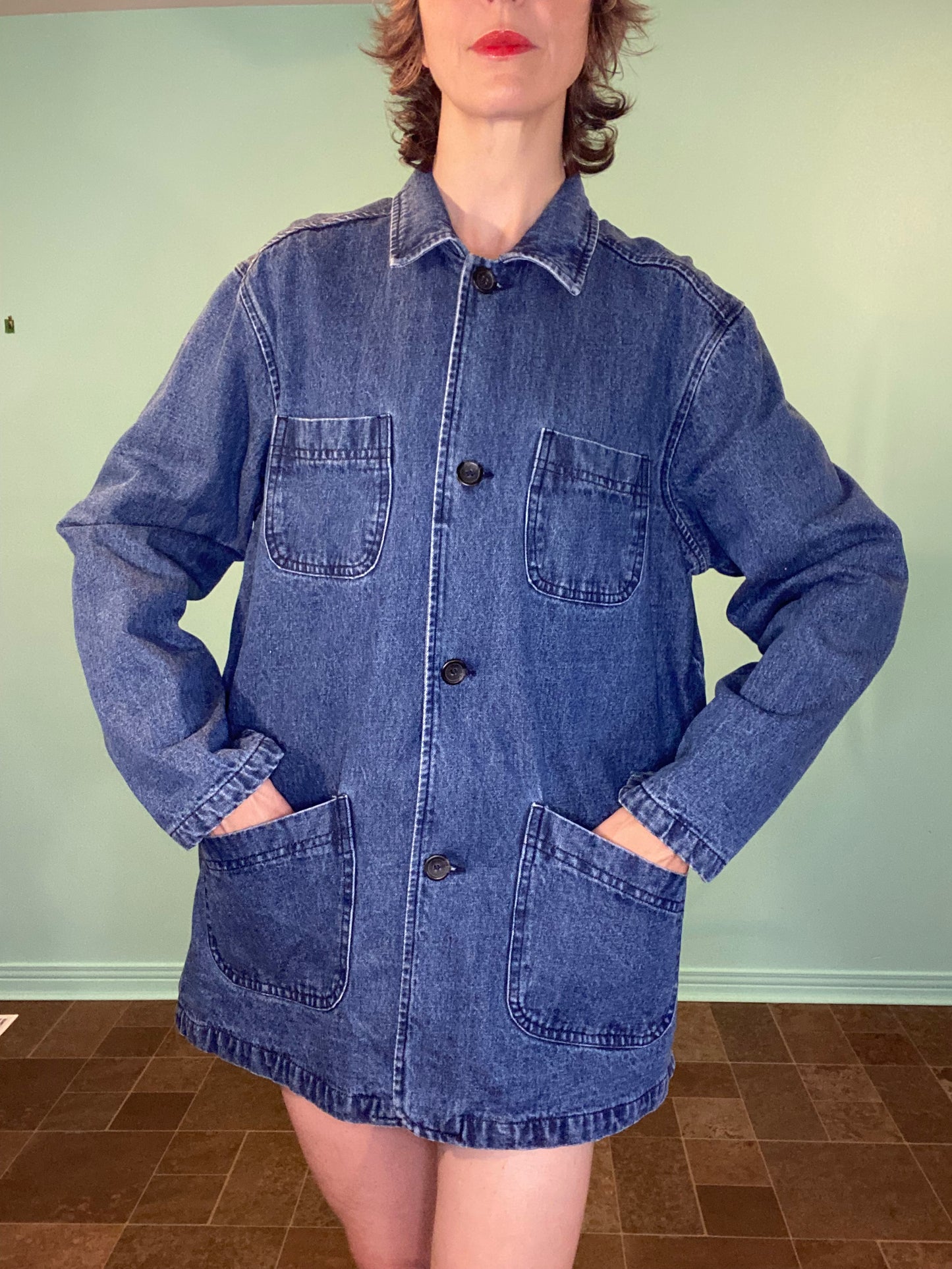 VINTAGE FLANEL LINED DENIM "LEE VALLEY IRELAND" WORK COAT