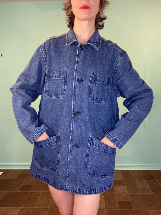 VINTAGE FLANEL LINED DENIM "LEE VALLEY IRELAND" WORK COAT