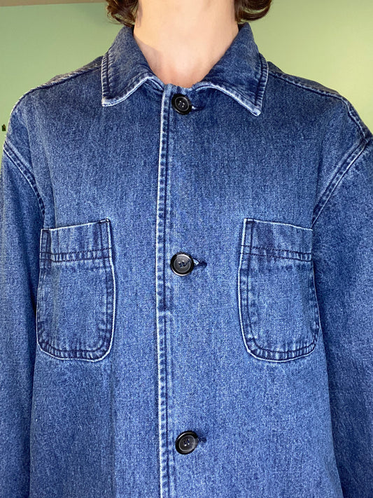 VINTAGE FLANEL LINED DENIM "LEE VALLEY IRELAND" WORK COAT