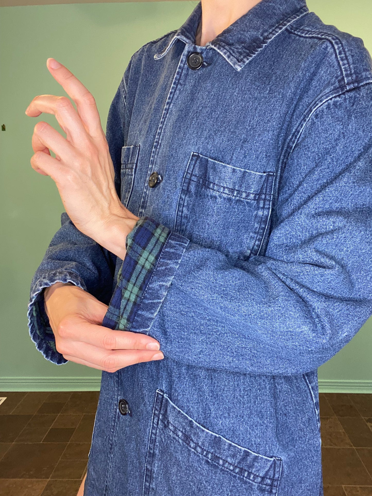 VINTAGE FLANEL LINED DENIM "LEE VALLEY IRELAND" WORK COAT