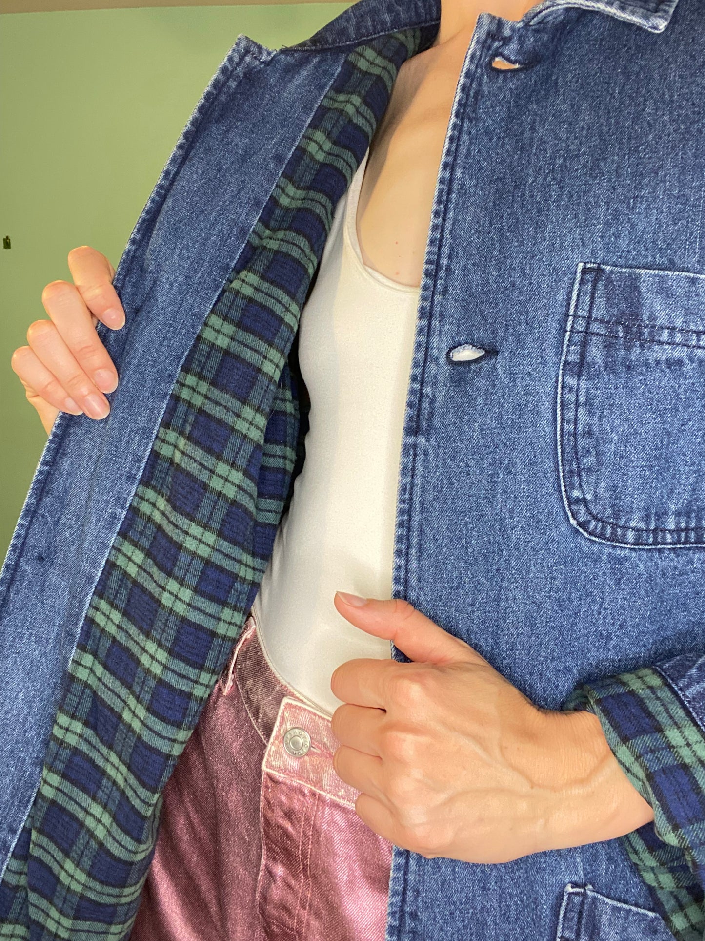 VINTAGE FLANEL LINED DENIM "LEE VALLEY IRELAND" WORK COAT