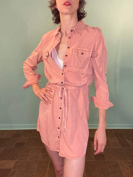 VINTAGE PARASUCO JEANS DUSTY PEACH SHIRT DRESS