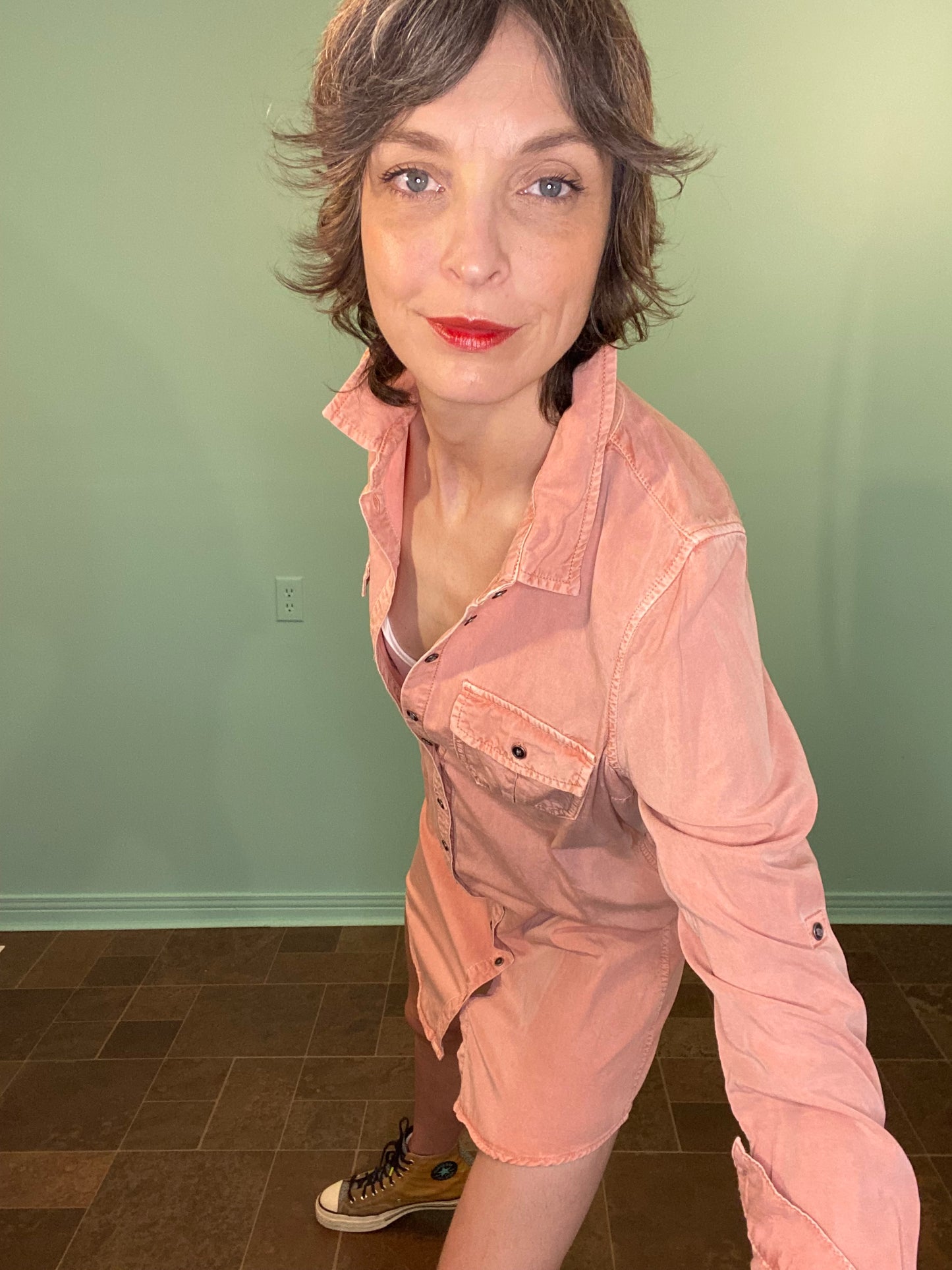 VINTAGE PARASUCO JEANS DUSTY PEACH SHIRT DRESS