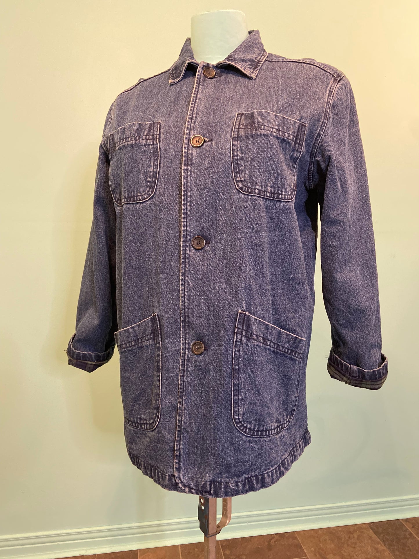 VINTAGE FLANEL LINED DENIM "LEE VALLEY IRELAND" WORK COAT