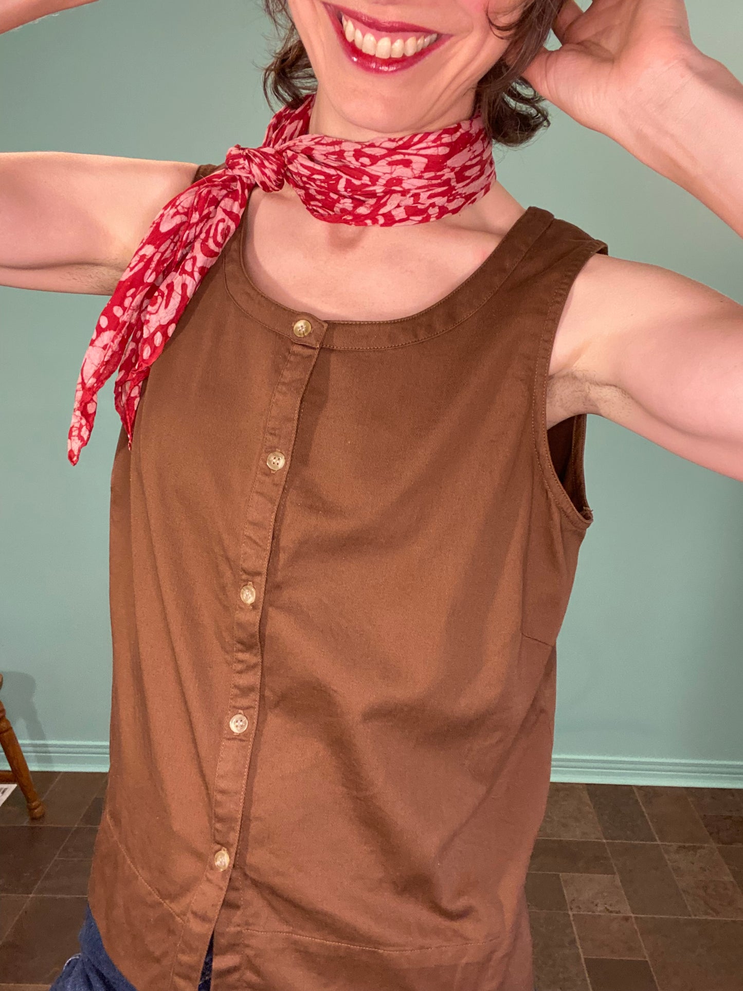 VINTAGE 90S "BOCA BLUES" BROWN SHIRT/VEST %100 COTTON