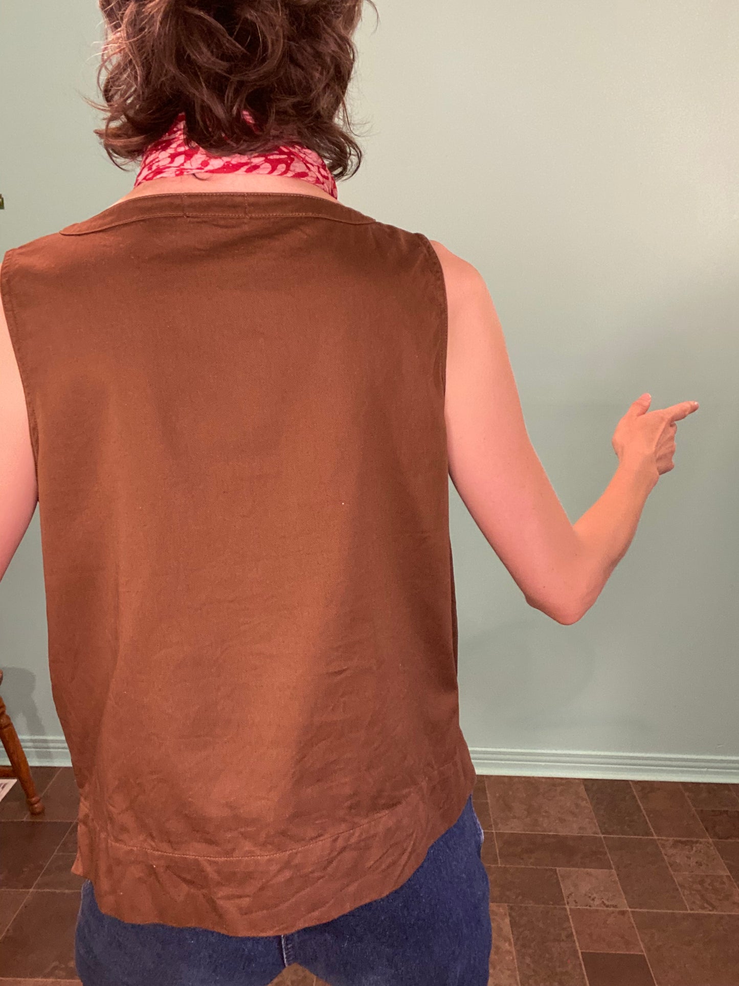 VINTAGE 90S "BOCA BLUES" BROWN SHIRT/VEST %100 COTTON