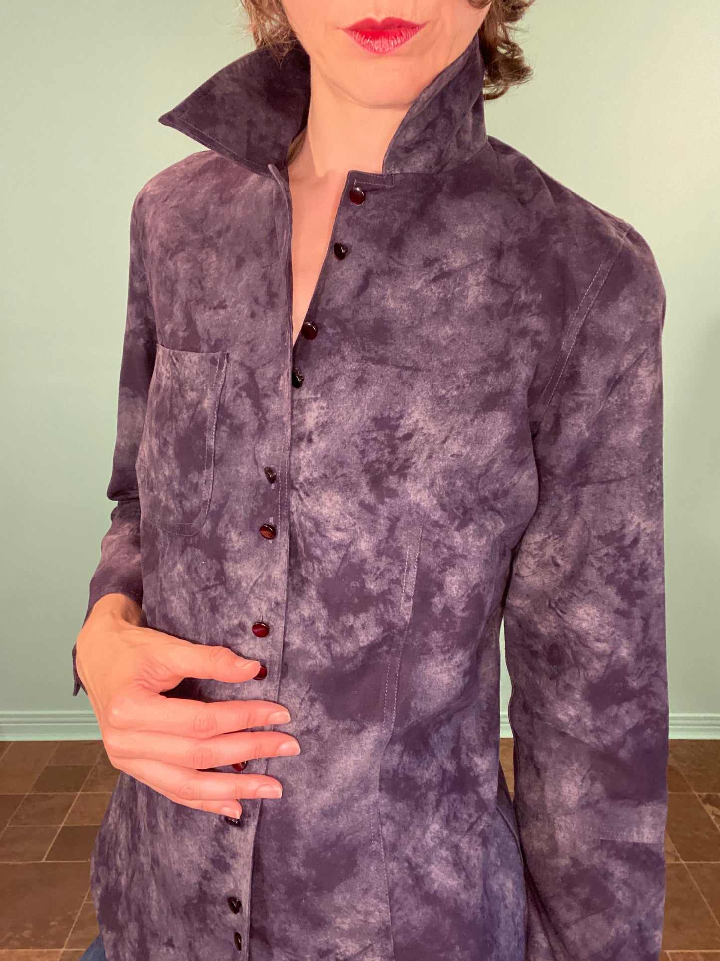 VINTAGE 90'S "OPTION ELLE" FAUX-SUEDE BUTTON DOWN SHIRT