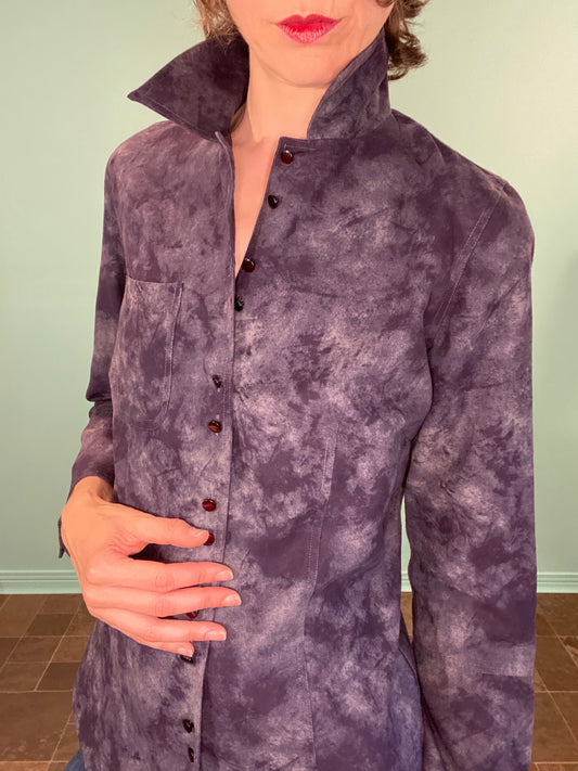 VINTAGE 90'S "OPTION ELLE" FAUX-SUEDE BUTTON DOWN SHIRT