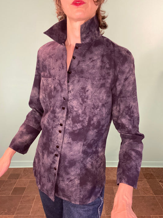 VINTAGE 90'S "OPTION ELLE" FAUX-SUEDE BUTTON DOWN SHIRT