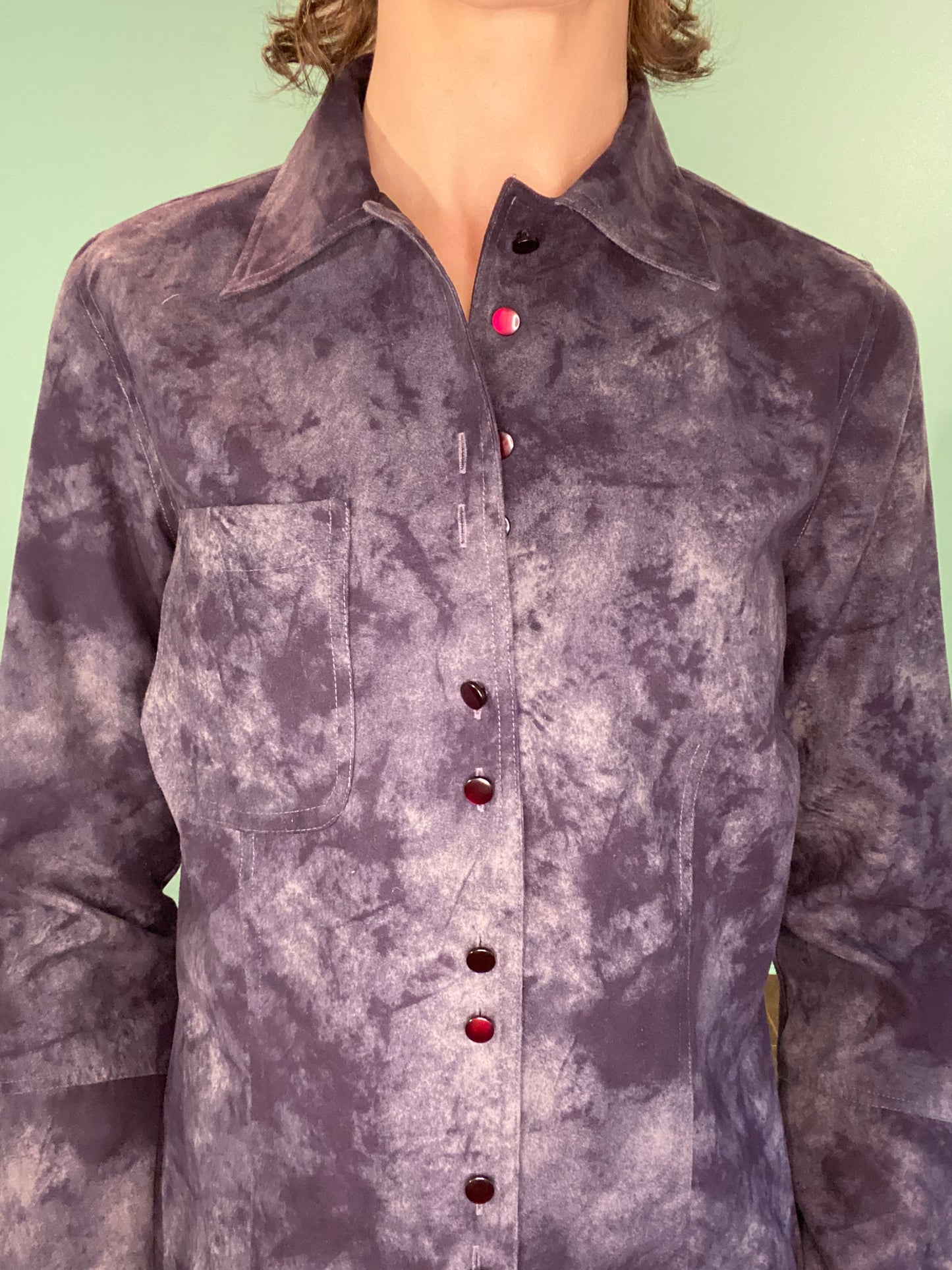 VINTAGE 90'S "OPTION ELLE" FAUX-SUEDE BUTTON DOWN SHIRT